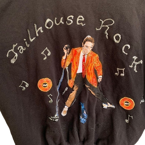 Vintage Elvis Presley Jailhouse Rock Puff Paint Cardigan Sweater Quitman USA - Picture 3 of 8